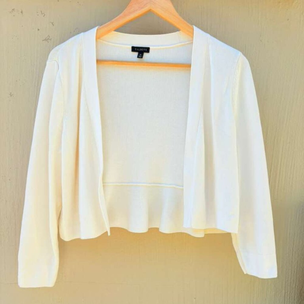 Talbots Cream Open-Front Cardigan